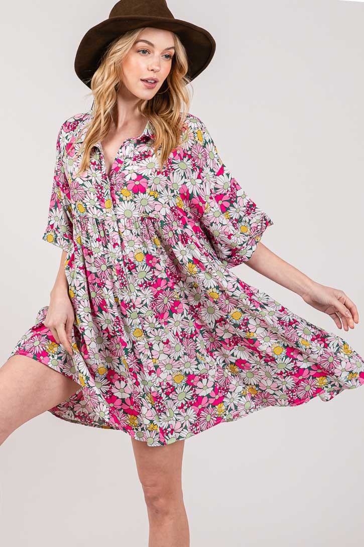 Women's SAGE + FIG Floral Button Down Mini Shirt Dress