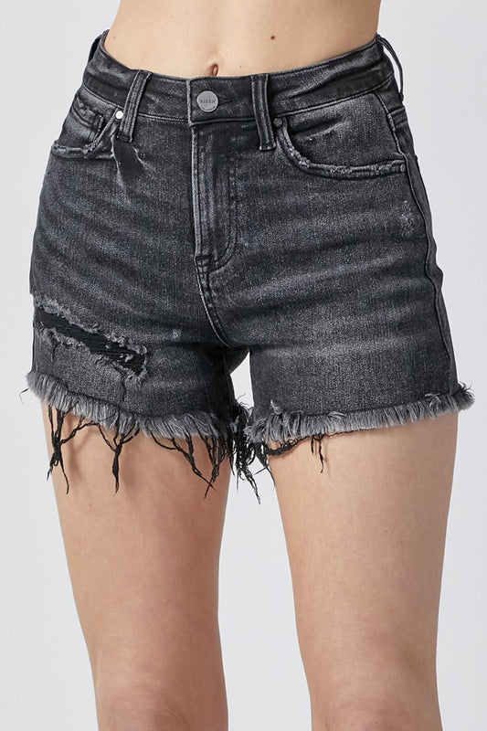 Women's RISEN Raw Hem Denim Shorts with Pockets