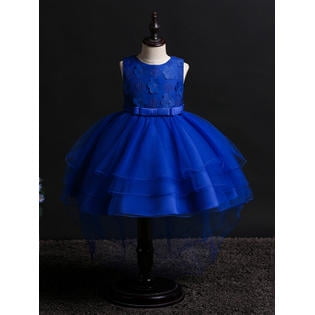 Kids Girls Sleeveless Solid Pattern Ball Gown Dress - C7973ZWKGD