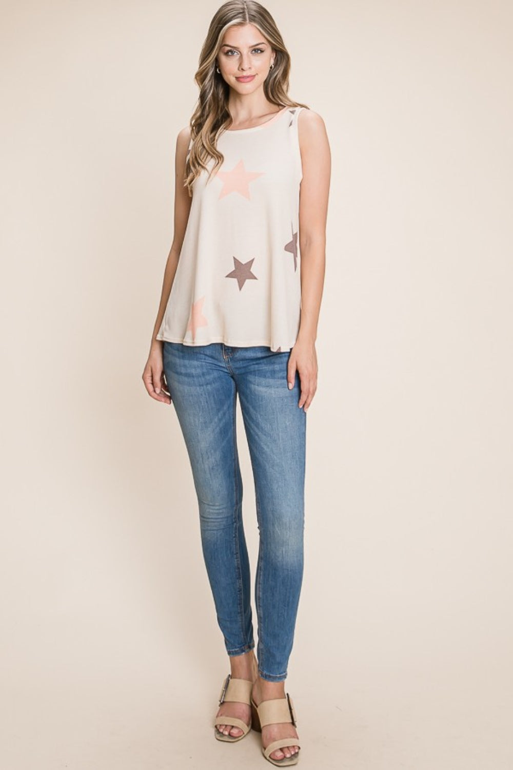 Women's BOMBOM Star Print Round Neck Tank