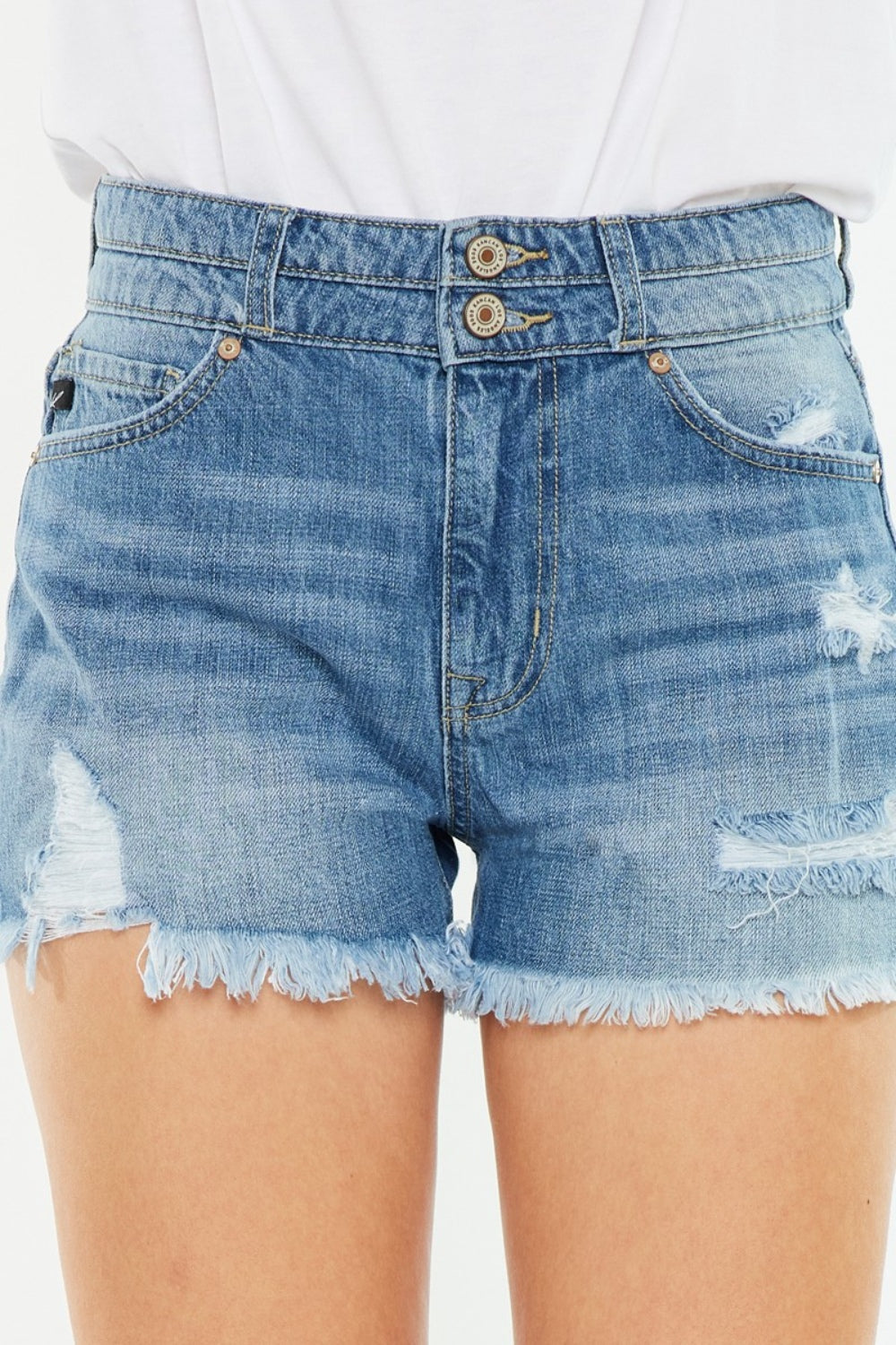 Women's Kancan Full Size High Rise Raw Hem Denim Shorts