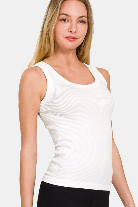 Women's Zenana 2 Way Neckline Washed Ribbed Tank