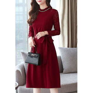 Ketty More Women Round Neck Long Sleeve Fashion Dress-KMWC815