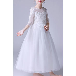 Kid Girl Playful Long Skirt Wedding Dress - KGDC39560