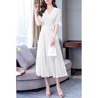 Ketty More Women Slim Long Skirt Pleated Chiffon Dress - KMWDC6627