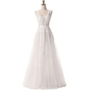 Ketty More Women V-Neck Decorated Fancy Wedding Dress-KMWDC3813