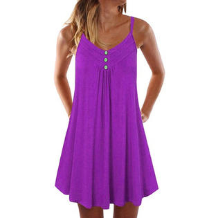 Ketty More Women Thin Strap Neck Loose Summer Dress-KMWC12328