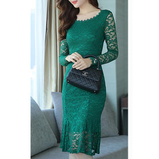 Ketty More Women Slim Crochet Lace Fashionable Autumn Winter Dress-KMWDC14860