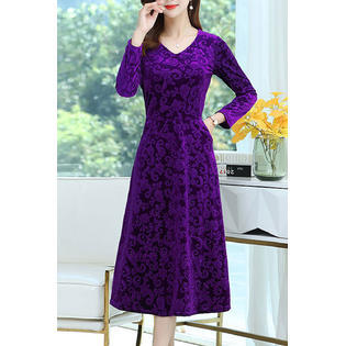 Ketty More Women Classy Summer Breathable Embroidery Style Long Sleeve Mid Length Dress-KMWDC14963