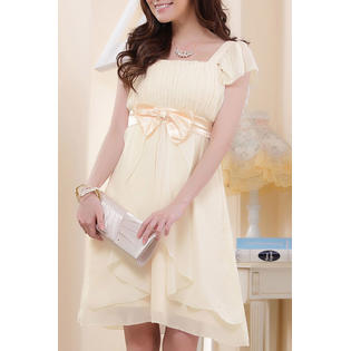 Ketty More Women Square Neck Cup Sleeve Waist Bow Dress - KMWDC896