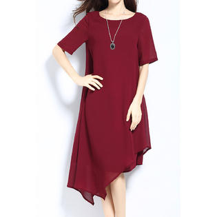 Ketty More Women Loose Solid Colored Chiffon Dress-KMWDC5101