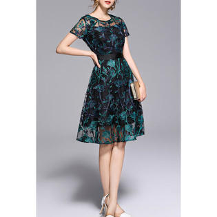 Ketty More Women Comfortable Embroidered A-Line Party Dress-KMWDC13696