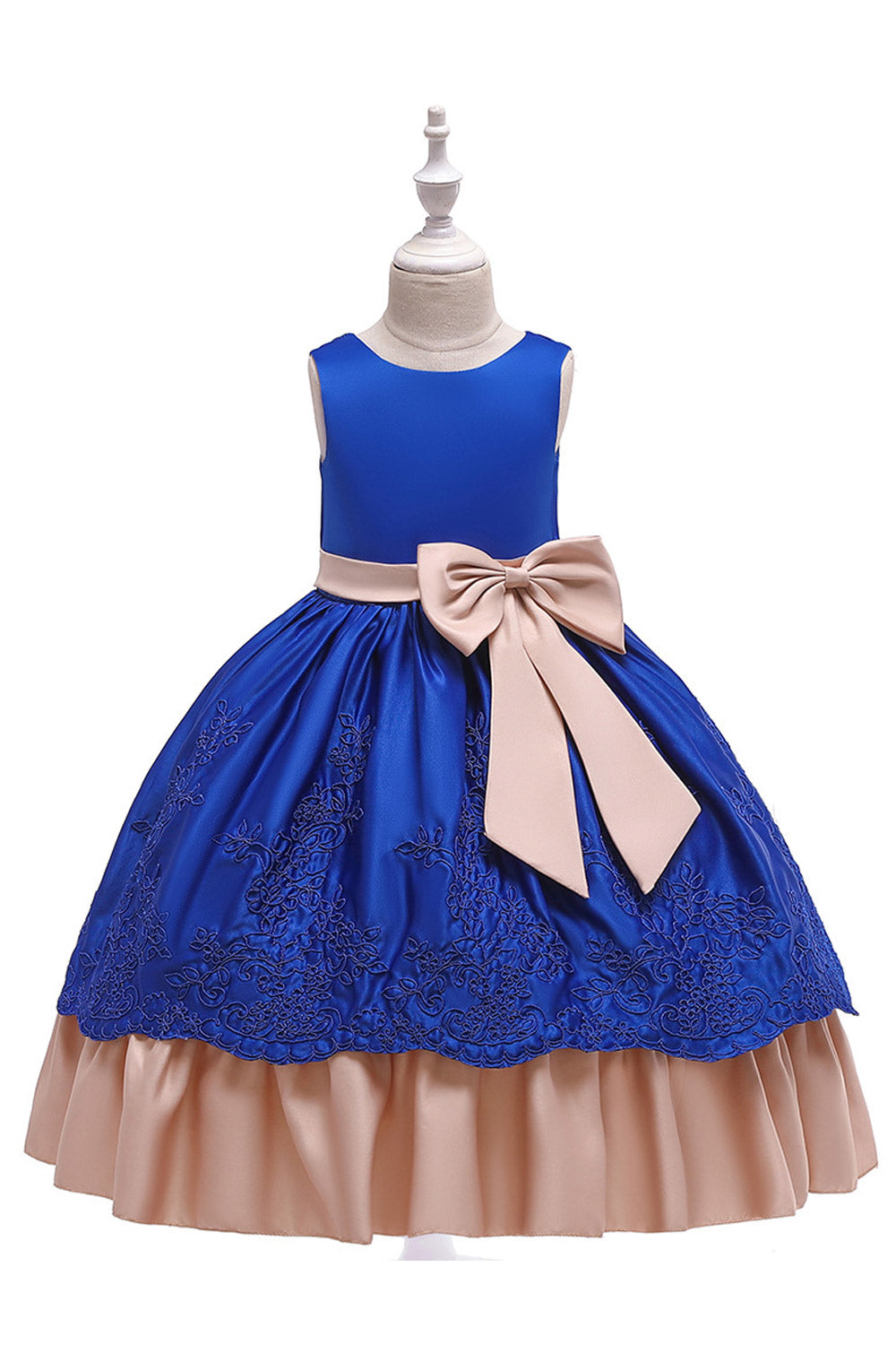 Ketty More Kids Girls Ball Gown Big Bow Embroidered Dress-KMKGDC12642