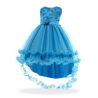 Kids Girls Lace Bust Flower Waist Party Dress - C2447UKGD