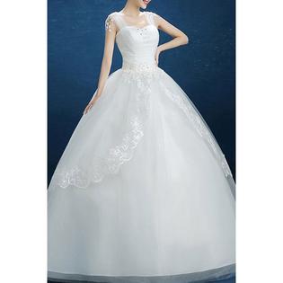 Ketty More  Women Square Neck Lace Decorated Wedding Dress-KMWDC2770