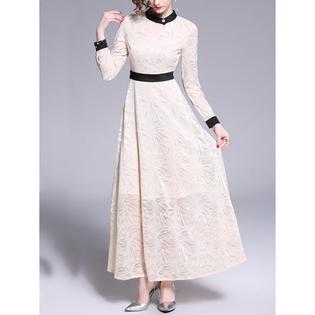 Ketty More Women Contrast High Neck Keyhole Fashion Dress - KMWDC8882