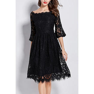 Ketty More Women Wide Neck Flare Loose Sheer Sleeves Dress - KMWDC8695