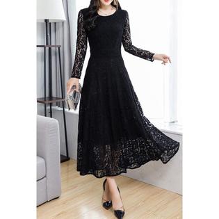 Ketty More Women Long Sleeve Slim Fit A-Line Dress-KMWDC1369