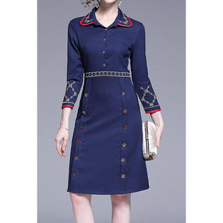 Ketty More Women Embroidered Collar Neck Winter Styled Dress-KMWDC14991