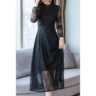 Ketty More Women Crochet Details Long Sleeve Lace Dress - KMWDC14512