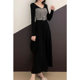 Ketty More Women High Waist Plaid Pattern Long Skirt Dress-KMWDC2025