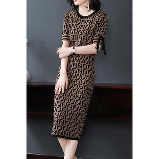 Ketty More Women Tie Sleeve Printed Slim Warm Autumn Dress-KMWDC60018