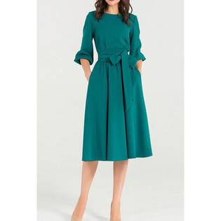 Ketty More Women Round Neck Waist Belt Casual Dress-KMWDC2353