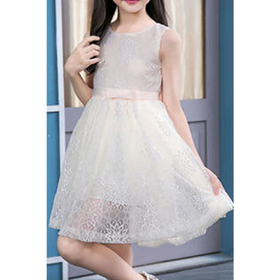 Ketty More Kids Girls Silk Waist Ribbon Sleeveless Dress-KGDC2234