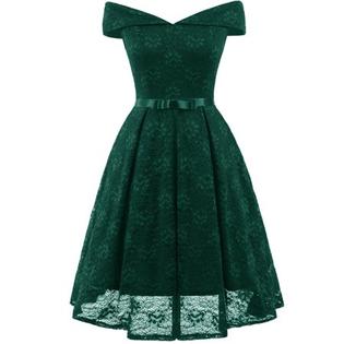 Ketty More Women Collar Bow Lace Swing Dress-KMWDC292