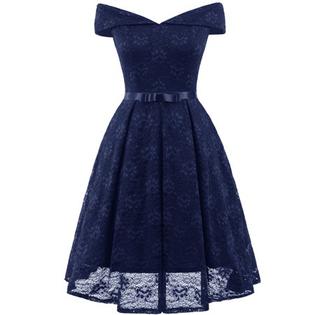 Ketty More Women Collar Bow Lace Swing Dress-KMWDC292