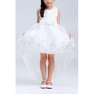 Ketty More Kids Girls Elegant Sleeveless Round Neck Zipper Closure Tremendous Floral Lace Decorated Party Dress-KGDC239