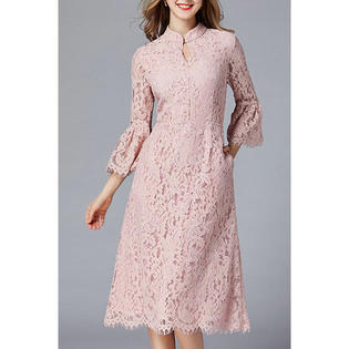 Ketty More Women Collar Neck Loose Sleeves Long Lace Dress - KMWDC8700