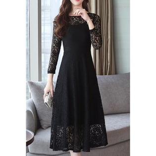Ketty More Women Lace Round Neck A-Line Dress-KMWDC5793
