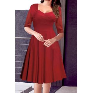 Women Halter Style Knee Length Waist Fitted Retro Dress Red - UWD277