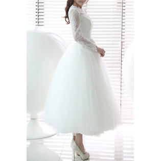 Women High Neck Ball Gown Skirt Fascinating Wedding Dress - C8475ZBD