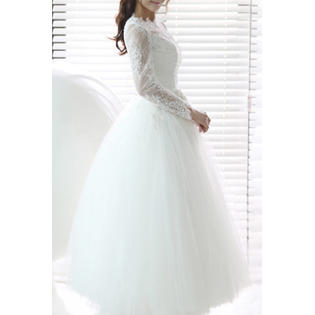 Women High Neck Ball Gown Skirt Fascinating Wedding Dress - C8475ZBD