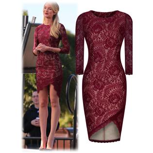 Ketty More Women Bodycon Celebrity Lace Dresses Candice Swanepoel Dress Maroon Lace Dress-KMWD035