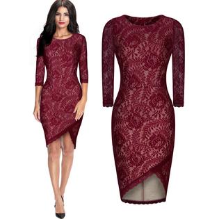 Ketty More Women Bodycon Celebrity Lace Dresses Candice Swanepoel Dress Maroon Lace Dress-KMWD035