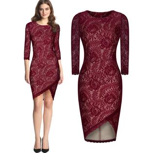 Ketty More Women Bodycon Celebrity Lace Dresses Candice Swanepoel Dress Maroon Lace Dress-KMWD035