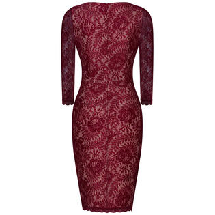 Ketty More Women Bodycon Celebrity Lace Dresses Candice Swanepoel Dress Maroon Lace Dress-KMWD035