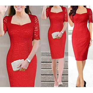 Kate Middleton Wearing Red Lace Dress - UWD295