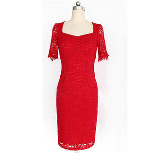 Kate Middleton Wearing Red Lace Dress - UWD295