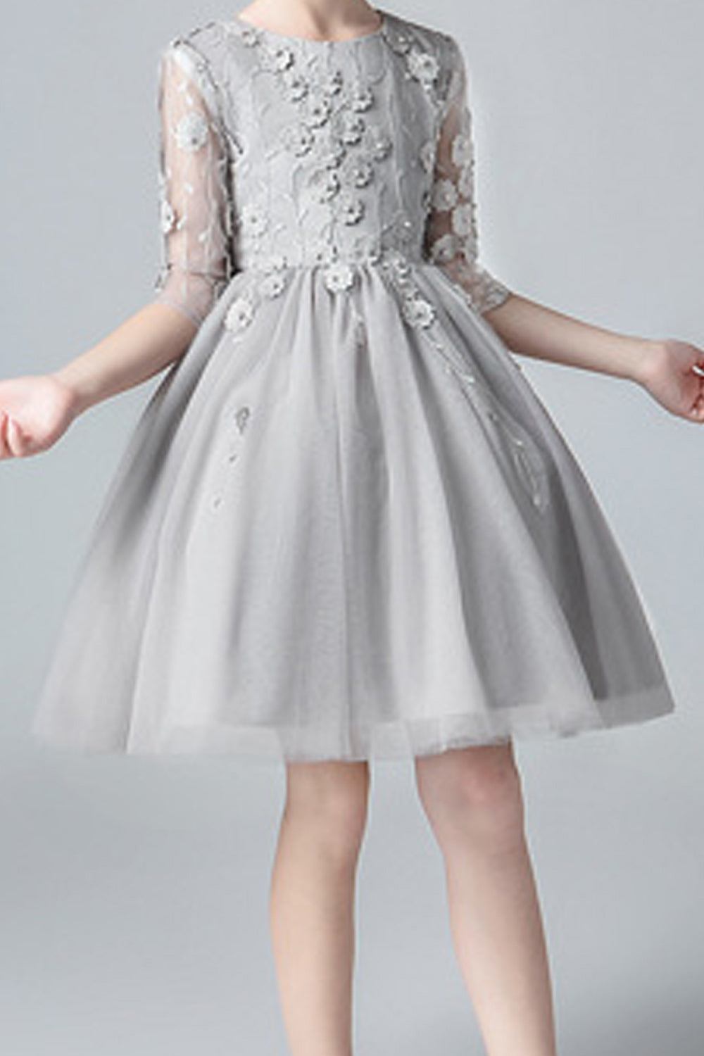 Kid Girl Wonderful Tiny Flower Pearls Evening Dress - KGDC39596