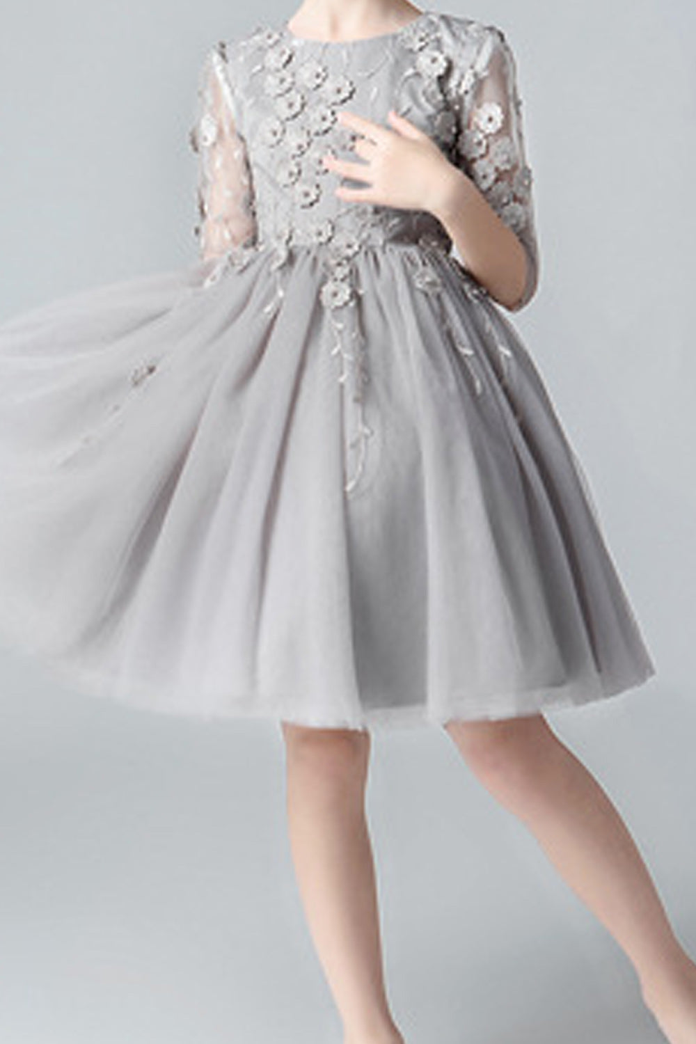 Kid Girl Wonderful Tiny Flower Pearls Evening Dress - KGDC39596