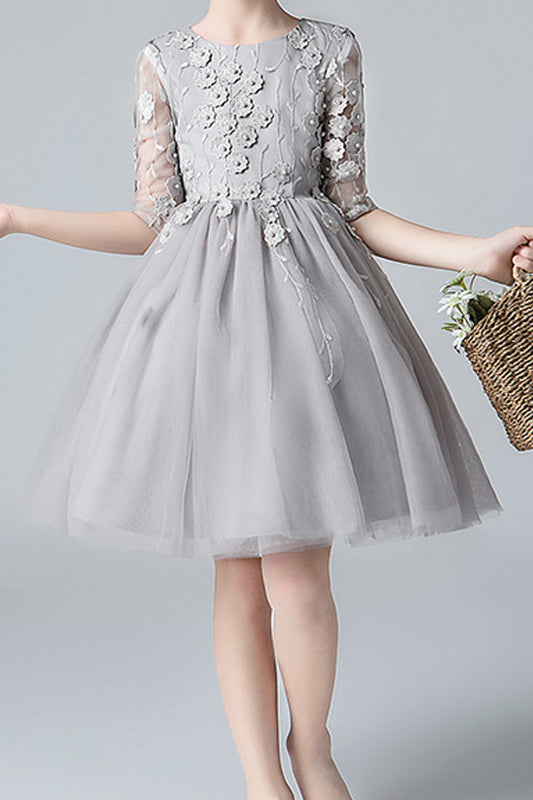 Kid Girl Wonderful Tiny Flower Pearls Evening Dress - KGDC39596