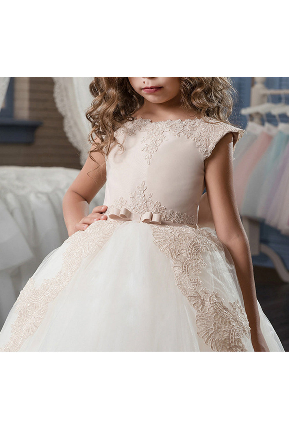 Ketty More Kid Girl Beautiful Flower Embroidered Ball Gown Wedding Dress-KMKGDC39694