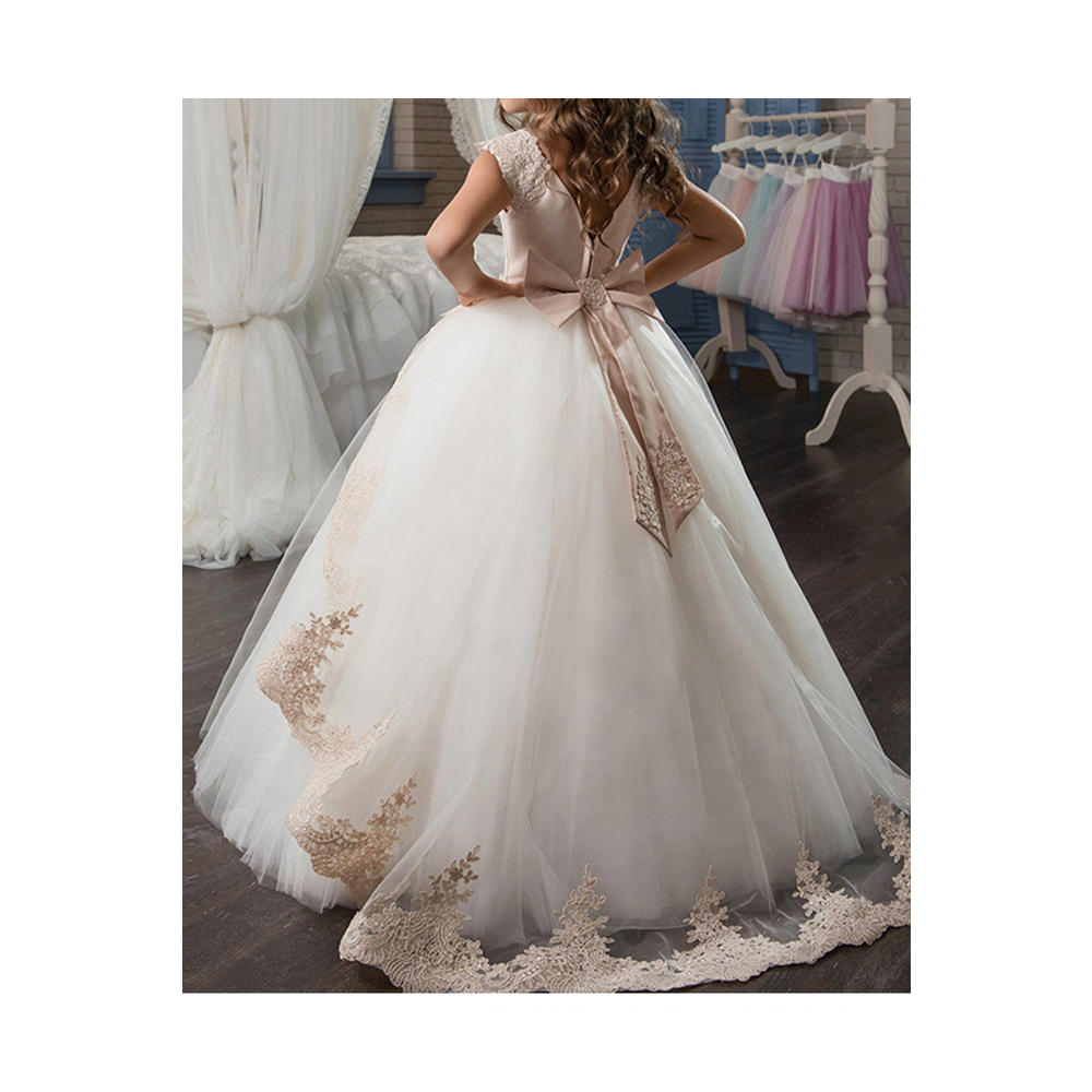 Ketty More Kid Girl Beautiful Flower Embroidered Ball Gown Wedding Dress-KMKGDC39694