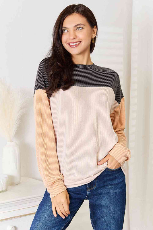 Women's Double Take Color Block Dropped Shoulder T-Shirt