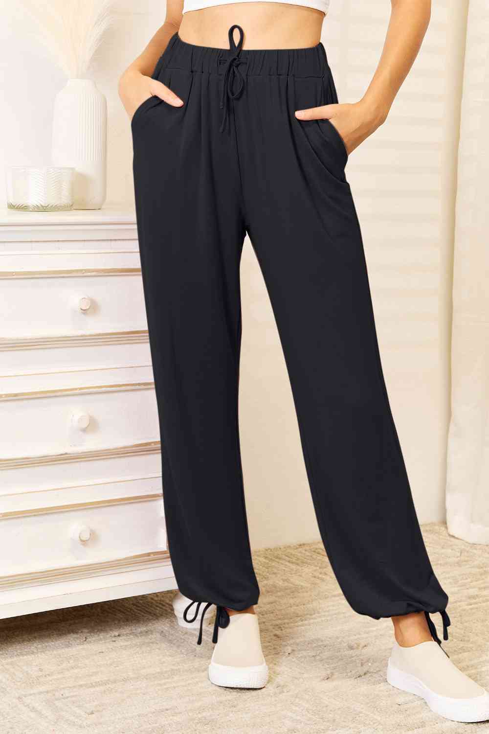 Women's Basic Bae Full Size Soft Rayon Drawstring Waist Pants with Pockets