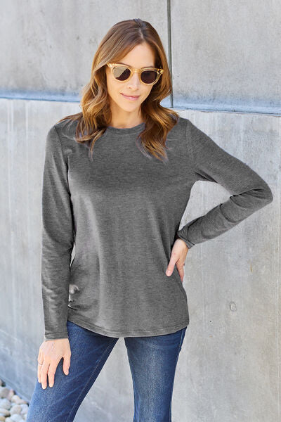 Women's Basic Bae Full Size Round Neck Long Sleeve Top